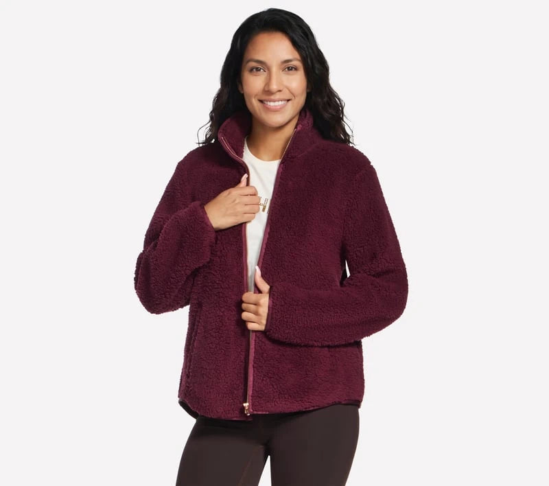 Skechers Skech-Sherpa Jacket Women's - Burgundy / Pink