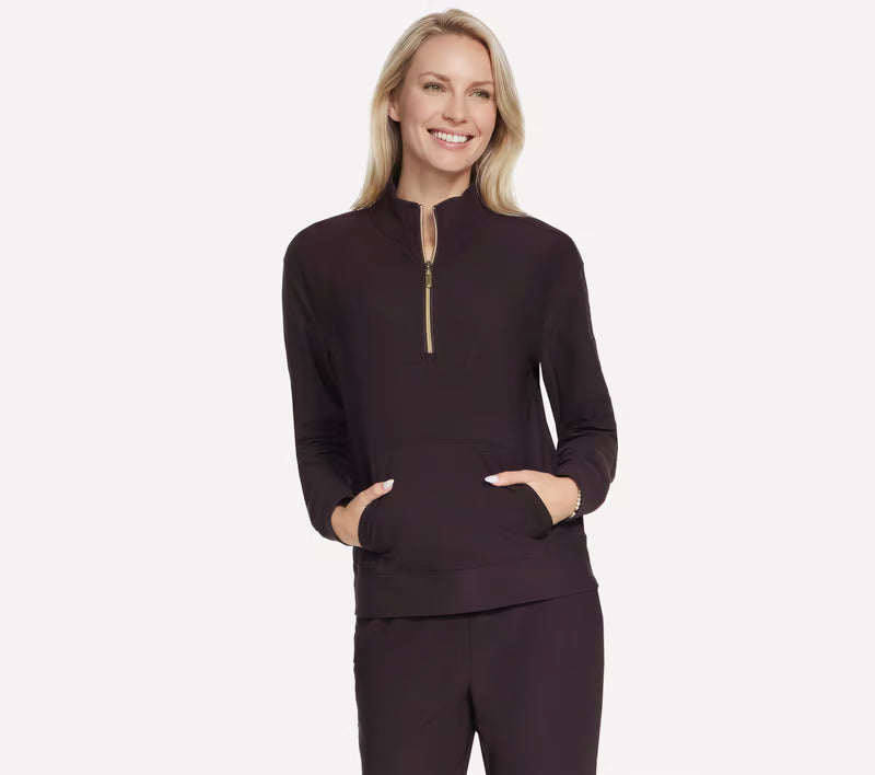 Skechers GO LUXE Rib 1/4 Zip Top W Brown
