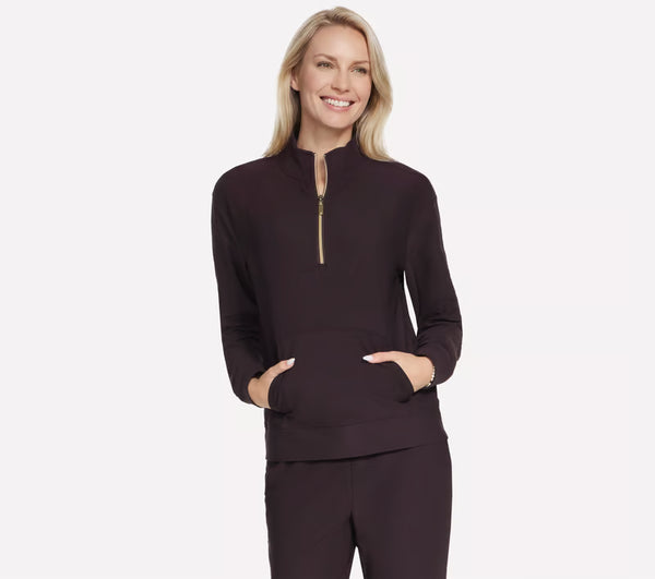 Skechers GO LUXE Rib 1/4 Zip Top W Brown