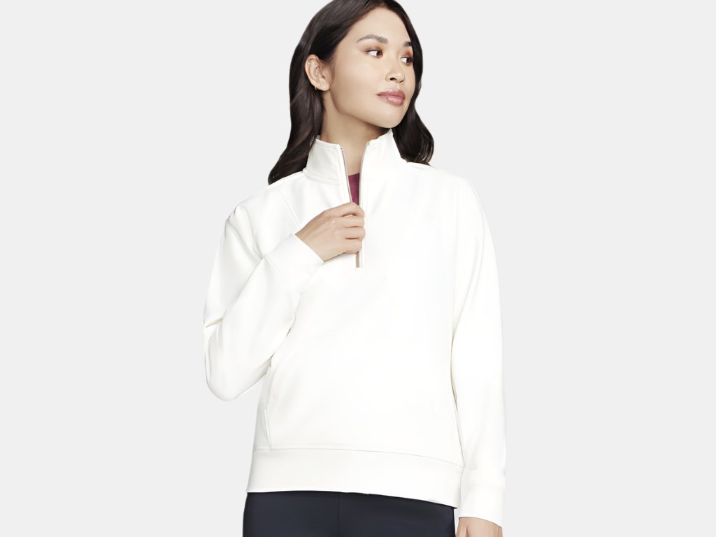 Skechers GO LUXE Rib 1/4 zip top W Off White