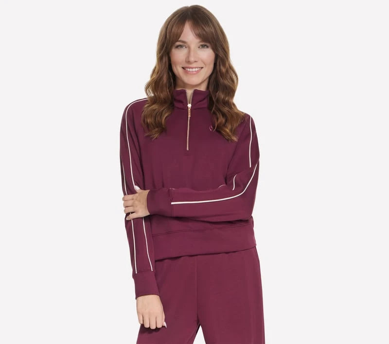 Skechers Luxe 1/4 Zip Burgundy / Pink