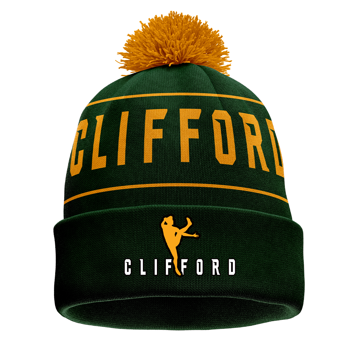 Clifford Range Bobble Hat Forest Green/Amber