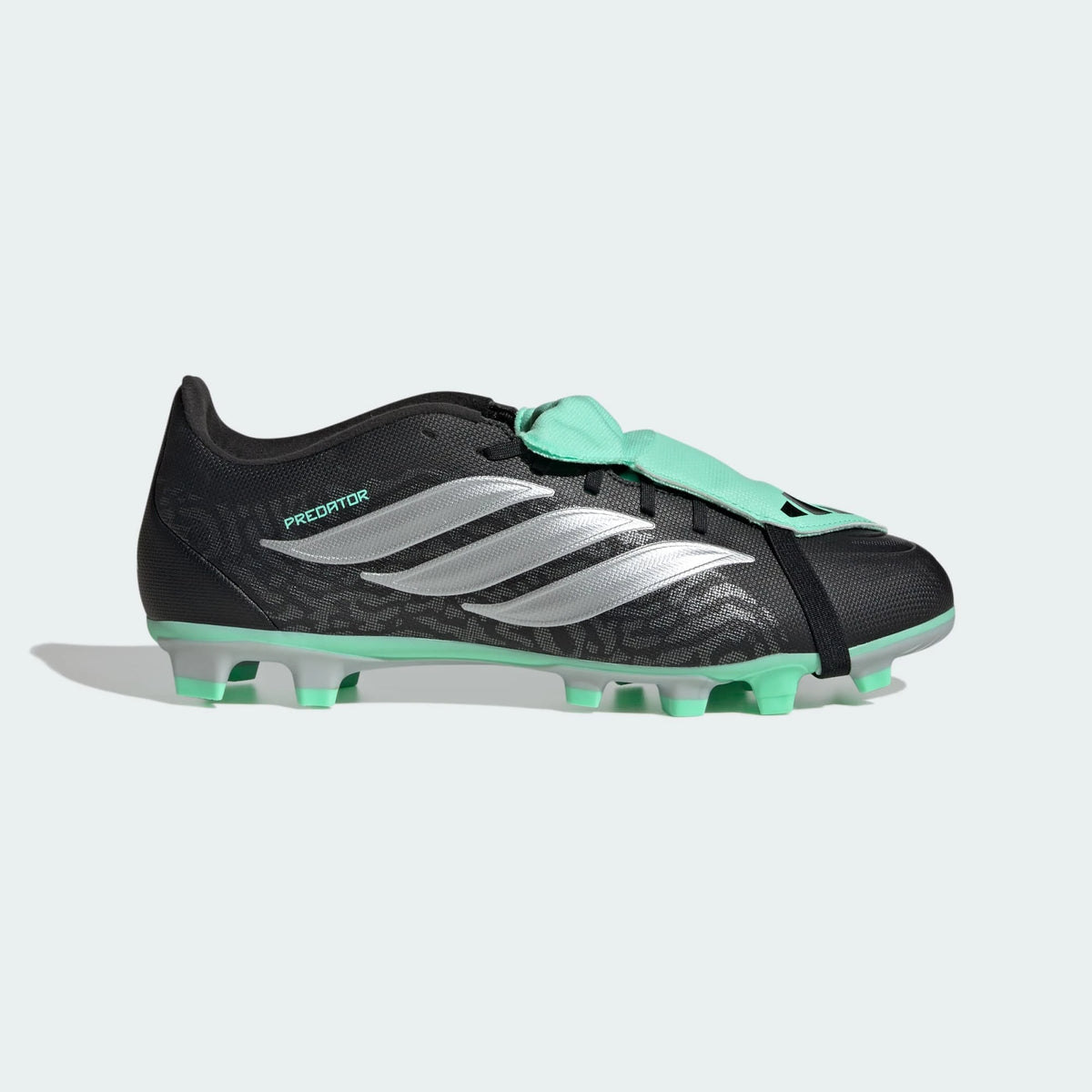 Adidas PREDATOR CLUB Fold-Over Tongue Firm Ground/ Multi Ground Football Boots - Core Black / Silver Metallic / Pulse Mint