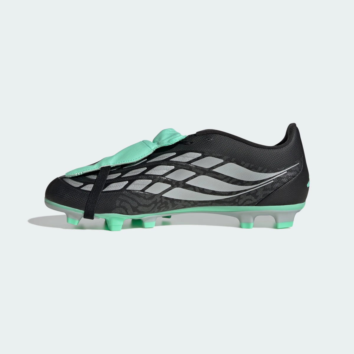Adidas PREDATOR CLUB Fold-Over Tongue Firm Ground/ Multi Ground Football Boots - Core Black / Silver Metallic / Pulse Mint
