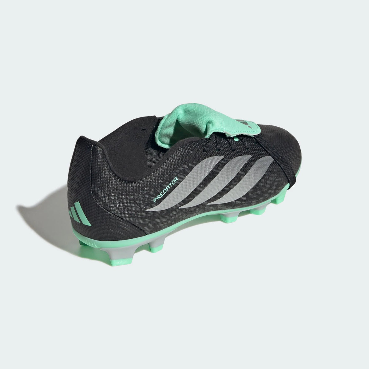 Adidas PREDATOR CLUB Fold-Over Tongue FG MG Football Boots Kids - Core Black / Silver Metallic / Pulse Mint