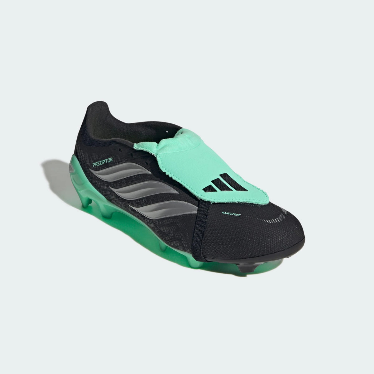 Adidas PREDATOR LEAGUE Fold-Over Tongue FG Soccer Cleats- Core Black / Silver Metallic / Pulse Mint