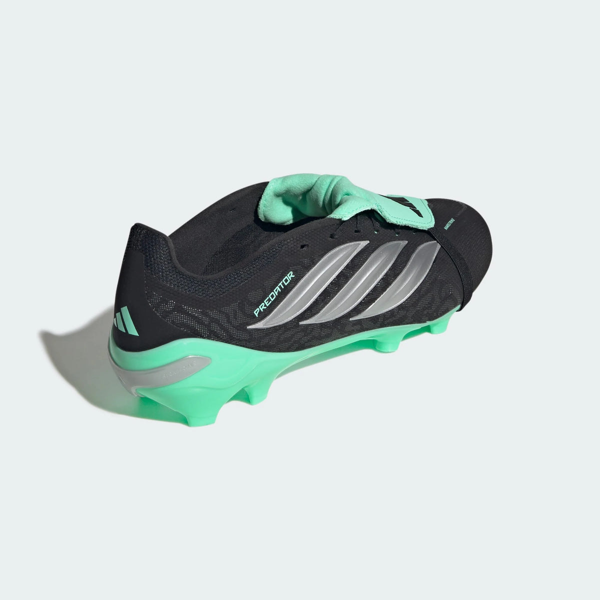 Adidas PREDATOR LEAGUE Fold-Over Tongue FG Soccer Cleats- Core Black / Silver Metallic / Pulse Mint