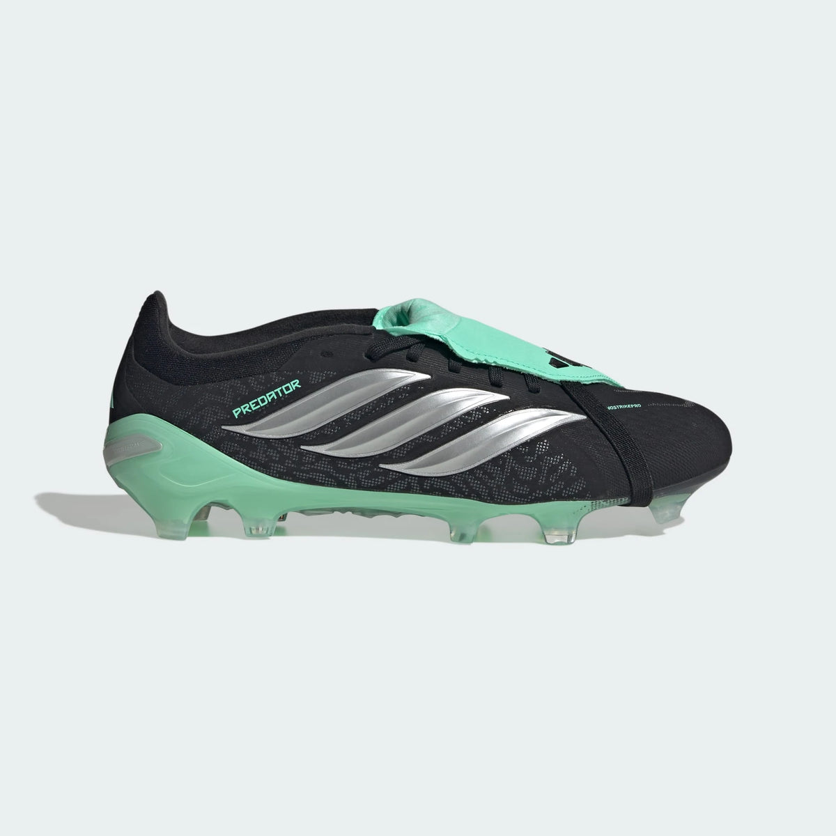 Adidas PREDATOR PRO Fold-Over Tongue Firm Ground Football Boots - Core Black / Silver Metallic / Pulse Mint