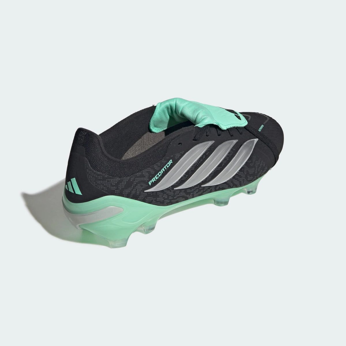 Adidas PREDATOR PRO Fold-Over Tongue Firm Ground Football Boots - Core Black / Silver Metallic / Pulse Mint