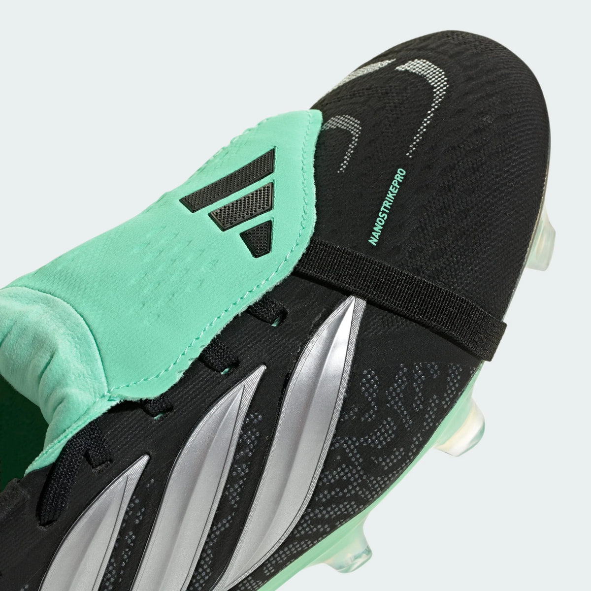 Adidas PREDATOR PRO Fold-Over Tongue Firm Ground Football Boots - Core Black / Silver Metallic / Pulse Mint