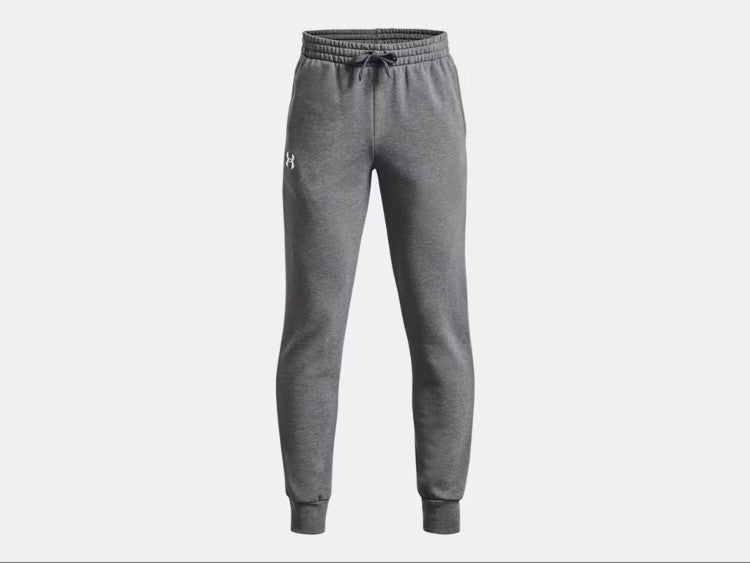 UA Boy's Rival Fleece Joggers Castlerock Light Heather/White