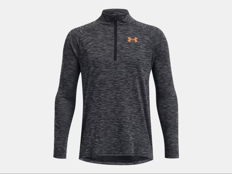 UA Tech Textured 1/2 Zip Top Y Black/Atomic