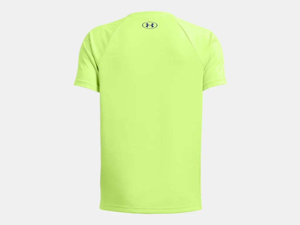 UA Boy's Tech Split Wordmark SS Morph Green