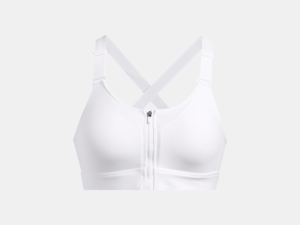 UA Infinity High Zip 2.0 Bra White