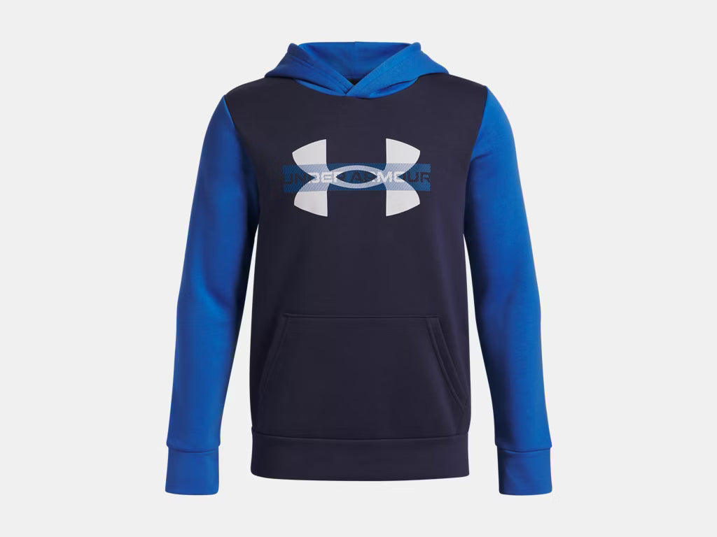 UA Rival Fleece Colorblock Graphic K Blue Atlantis