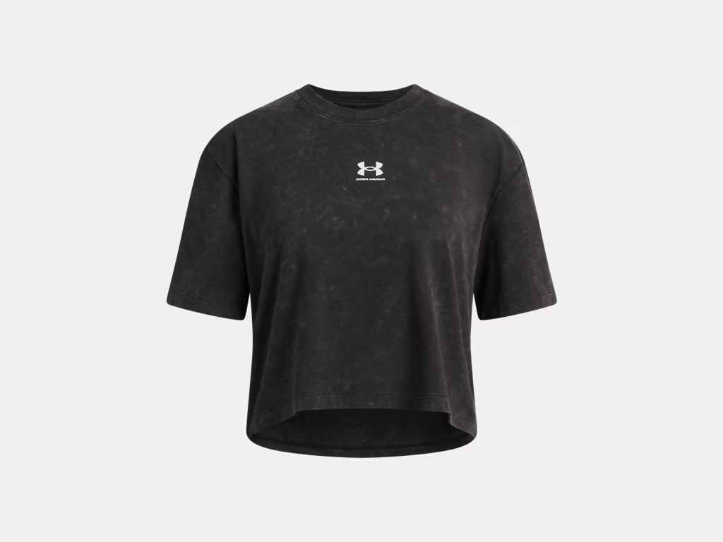 UA Rival Wash Girls' Short Sleeve Black/White