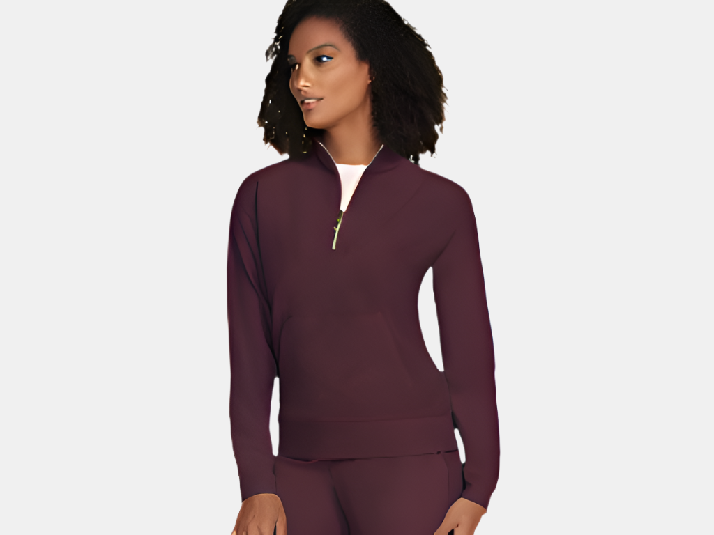 Skechers GO LUXE Rib 1/4 Zip Top W Burgandy/Pink