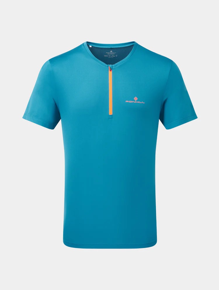 Ronhill 1/2 Zip SS Tee M Blue/Orange