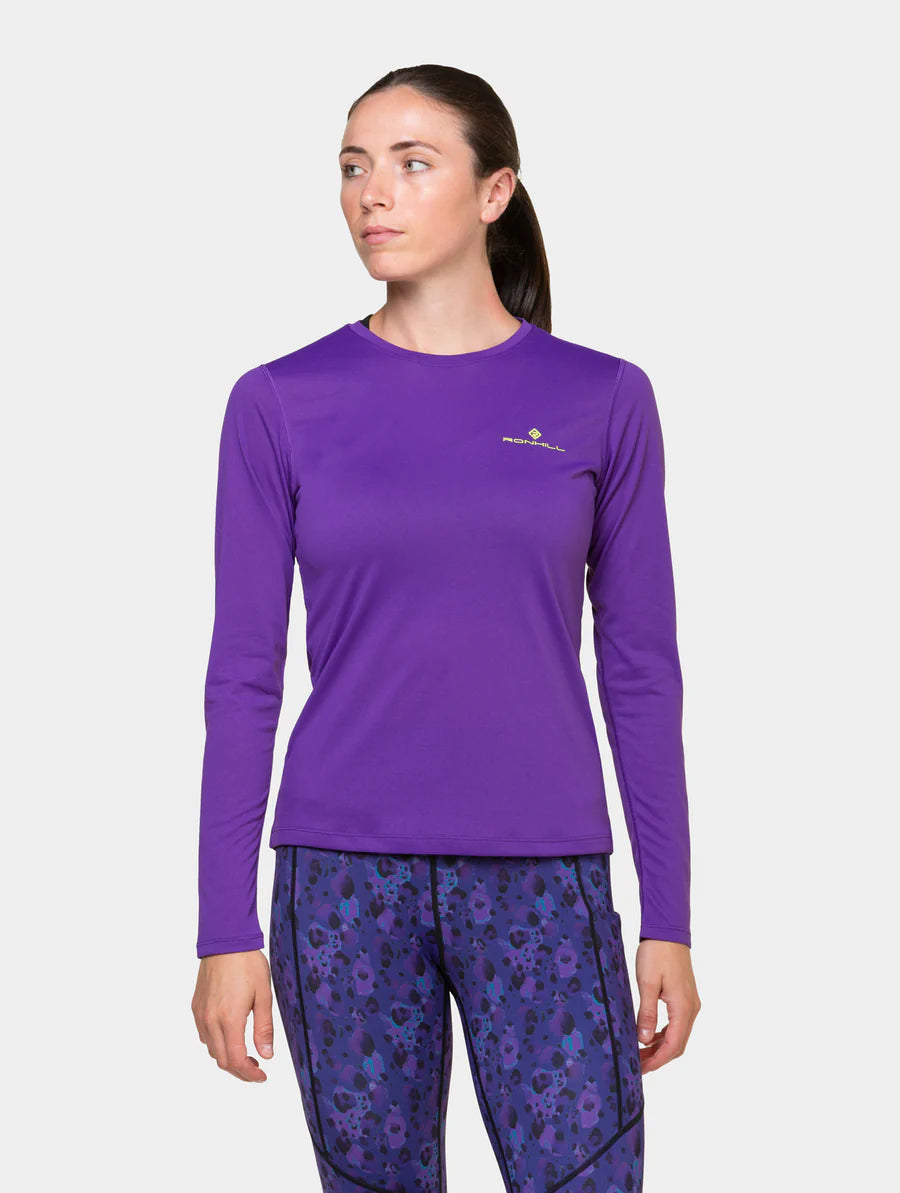 Ronhill Long Sleeve Core T-Shirt W Regal Purple / Acid