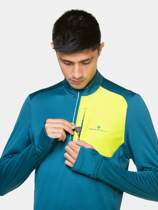 Ronhill Tech Winter 1/2 Zip Men's Deep Teal / Acid