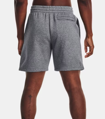 UA Icon Fleece Shorts M Pitch Gray Medium Heather / White