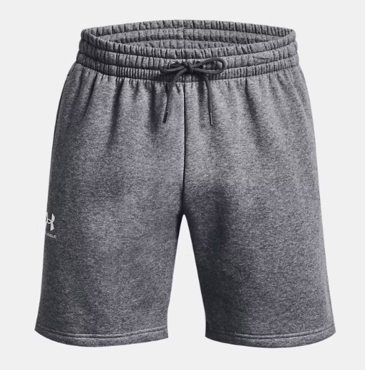 UA Icon Fleece Shorts M Pitch Gray Medium Heather / White