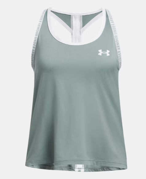 UA Knockout Tank Girls' Silica Green / White