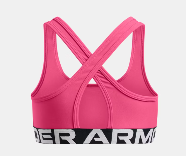 UA Cross back Sports Bra Girls Super Pink / White