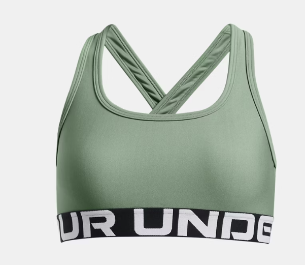 UA Cross back Sports Bra Girls Silica Green / White