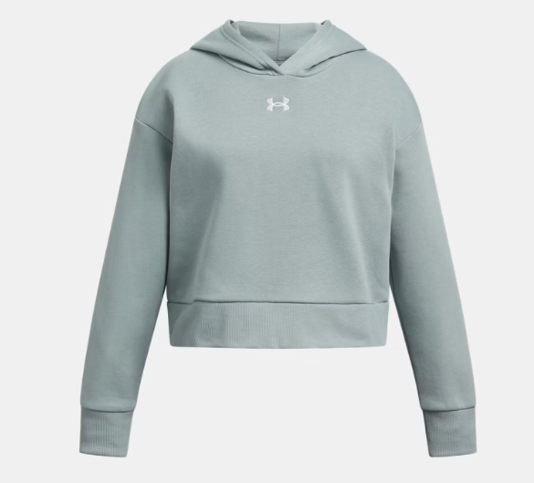 UA Rival Fleece Crop Hoodie Girls' Silica Green