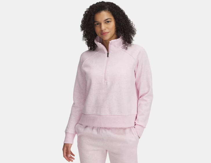 UA Rival Fleece ½ Zip W Prime Pink