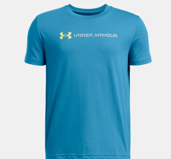 UA Logo Wordmark SS Tee B Ether Blue/Sonic Yellow/Mod Gray