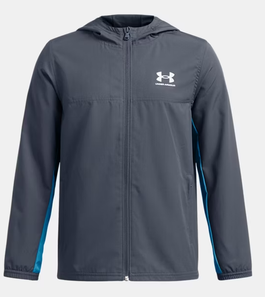 UA Rival Woven Jacket B Downpour Gray / Ether Blue