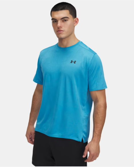 UA Tech Vent Jacquard SS T-Shirt M Ether Blue / Black