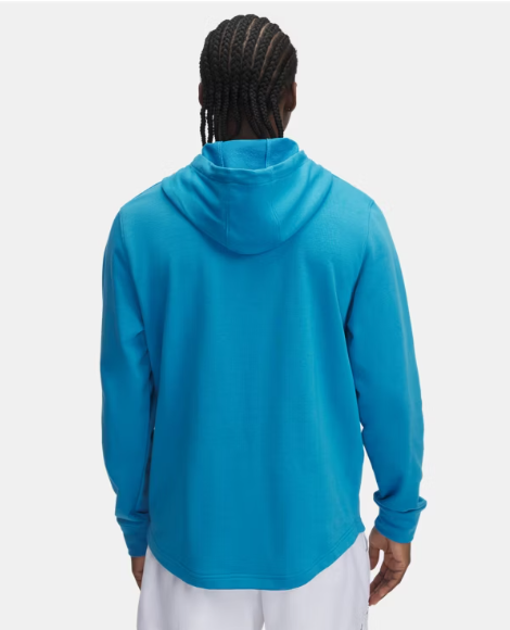 UA Rival Terry Logo Hoodie M Ether Blue / Mod Grey / White