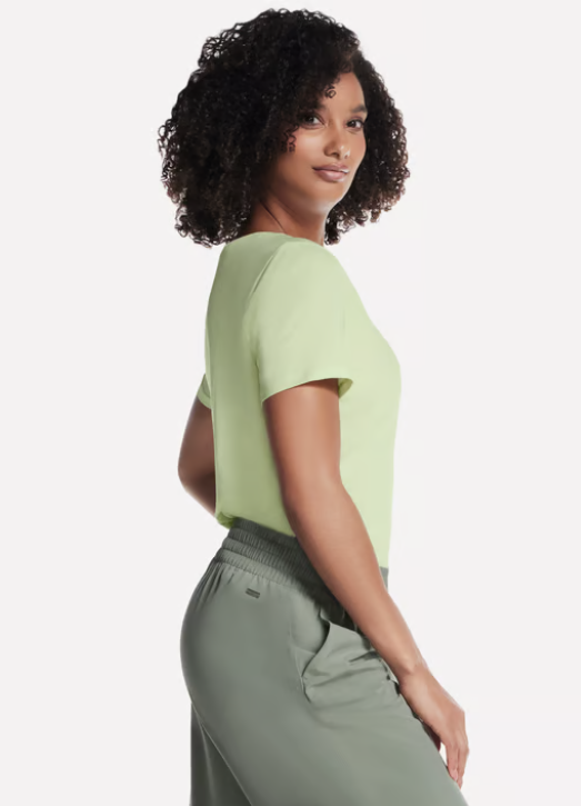 Skechers Pima V-Neck W T-Shirt Light Gray/Lime Green