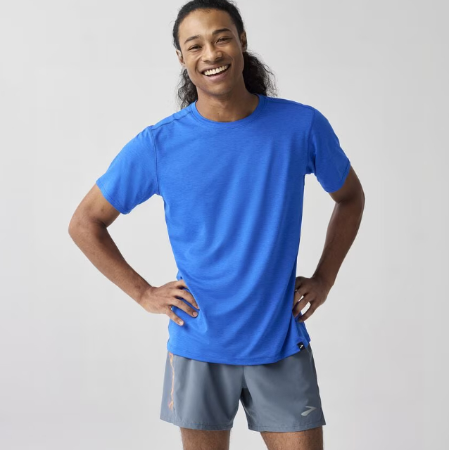 Brooks LUXE SS Tee M Htr Neo Blue
