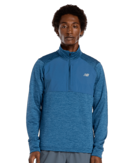 NB Athletics Heat Grid 1/2 Zip Top Blue Heather