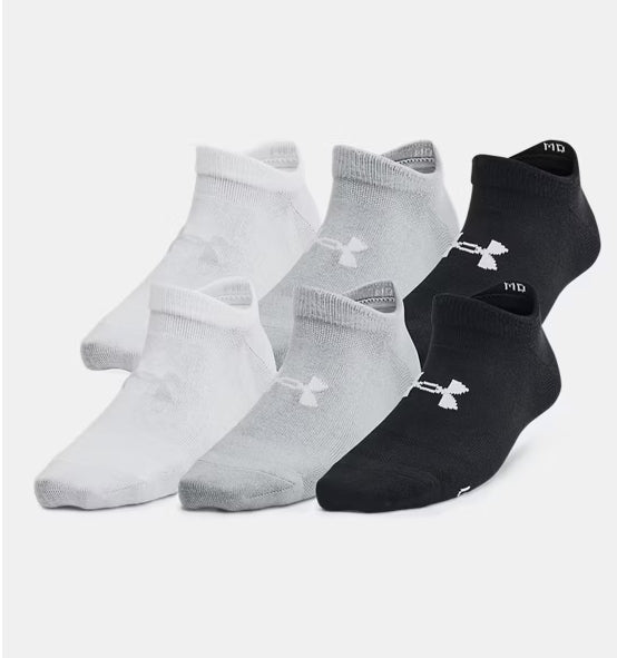 UA Essential No Show Sock 6Pack Kids Black