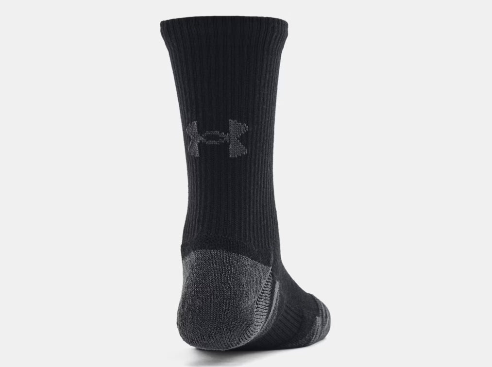 UA Performance Tech 3Pack Crew Socks Y Black