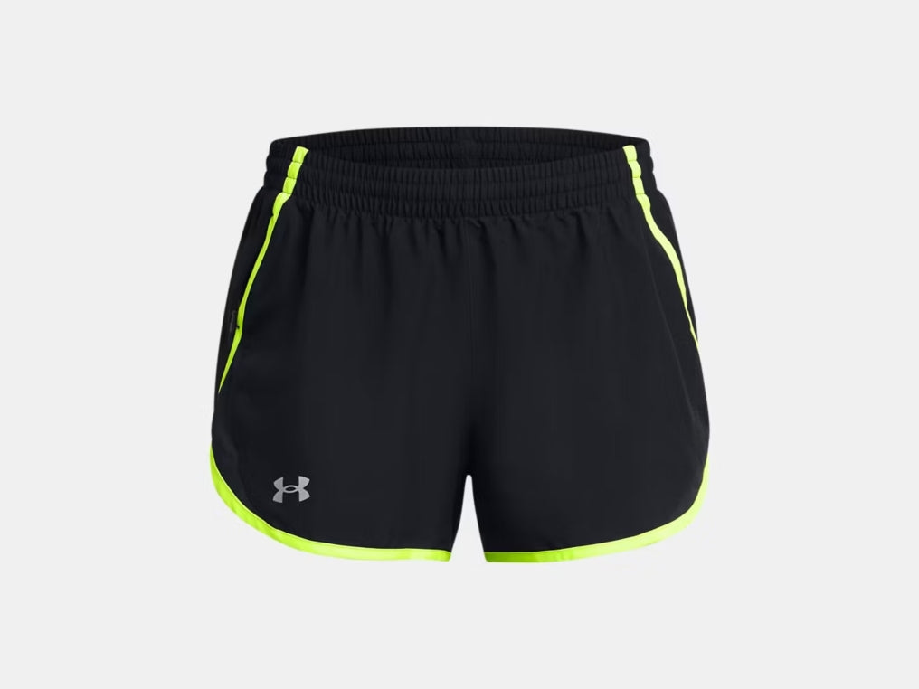 UA Fly-By 3" Shorts W Black/High Vis Yellow