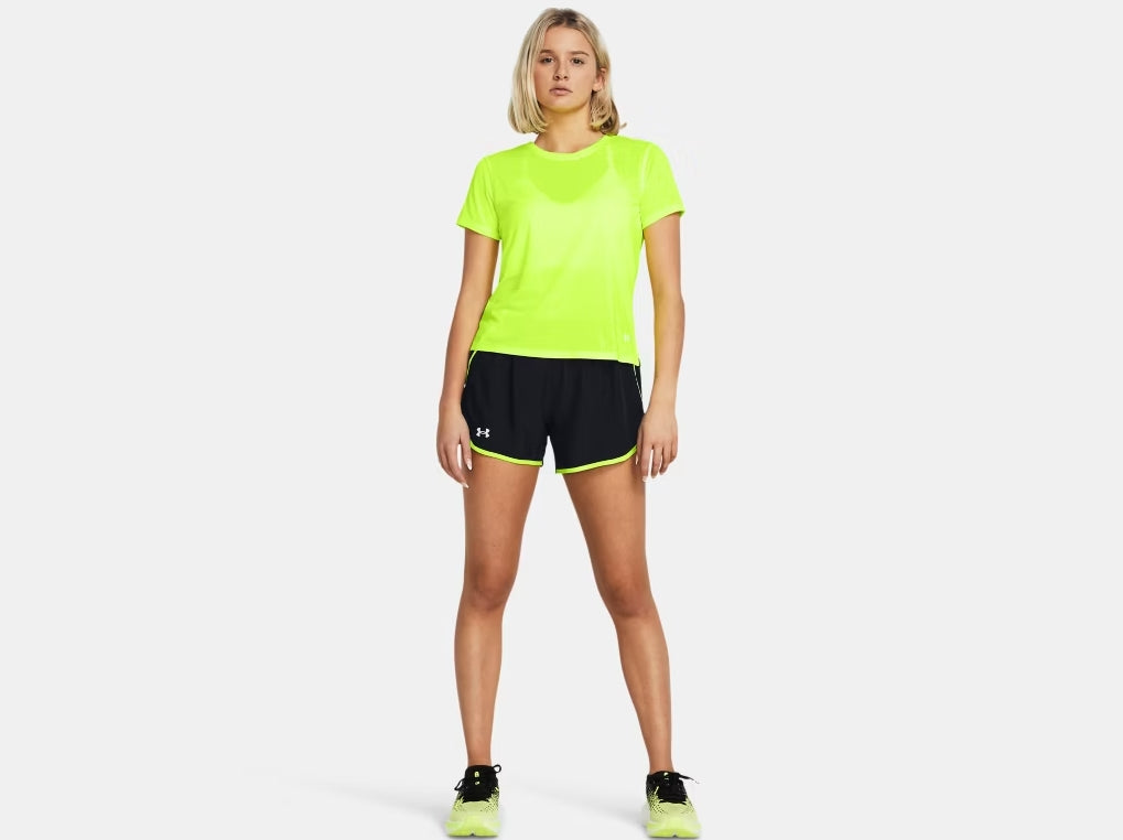 UA Fly-By 3" Shorts W Black/High Vis Yellow