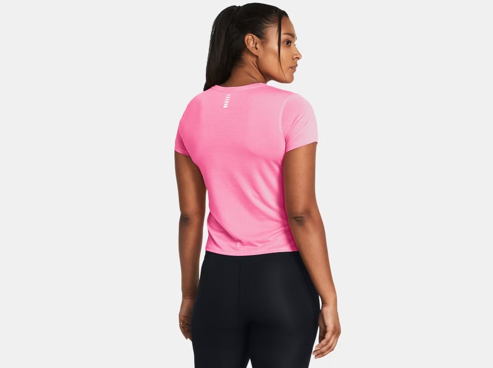 UA Launch Short Sleeve W Fluo Pink