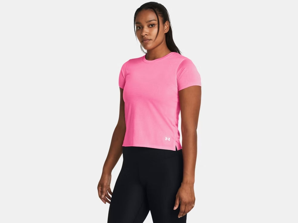 UA Launch Short Sleeve W Fluo Pink