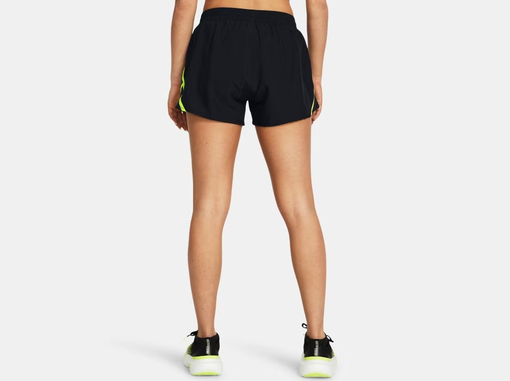 UA Fly-By 3" Shorts W Black/High Vis Yellow