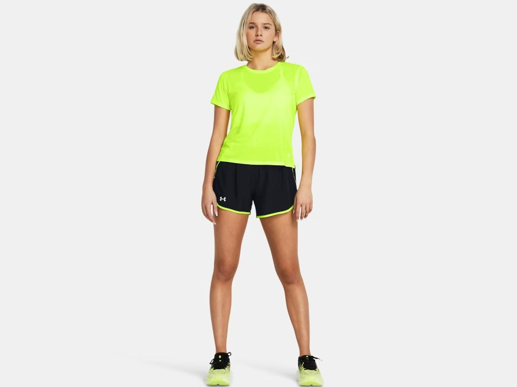 UA Fly-By 3" Shorts W Black/High Vis Yellow