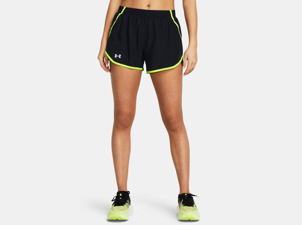 UA Fly-By 3" Shorts W Black/High Vis Yellow