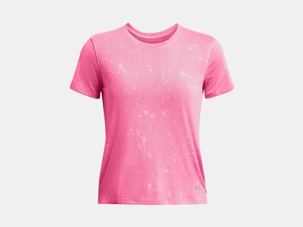 UA Launch Splatter Short Sleeve W Fluo Pink