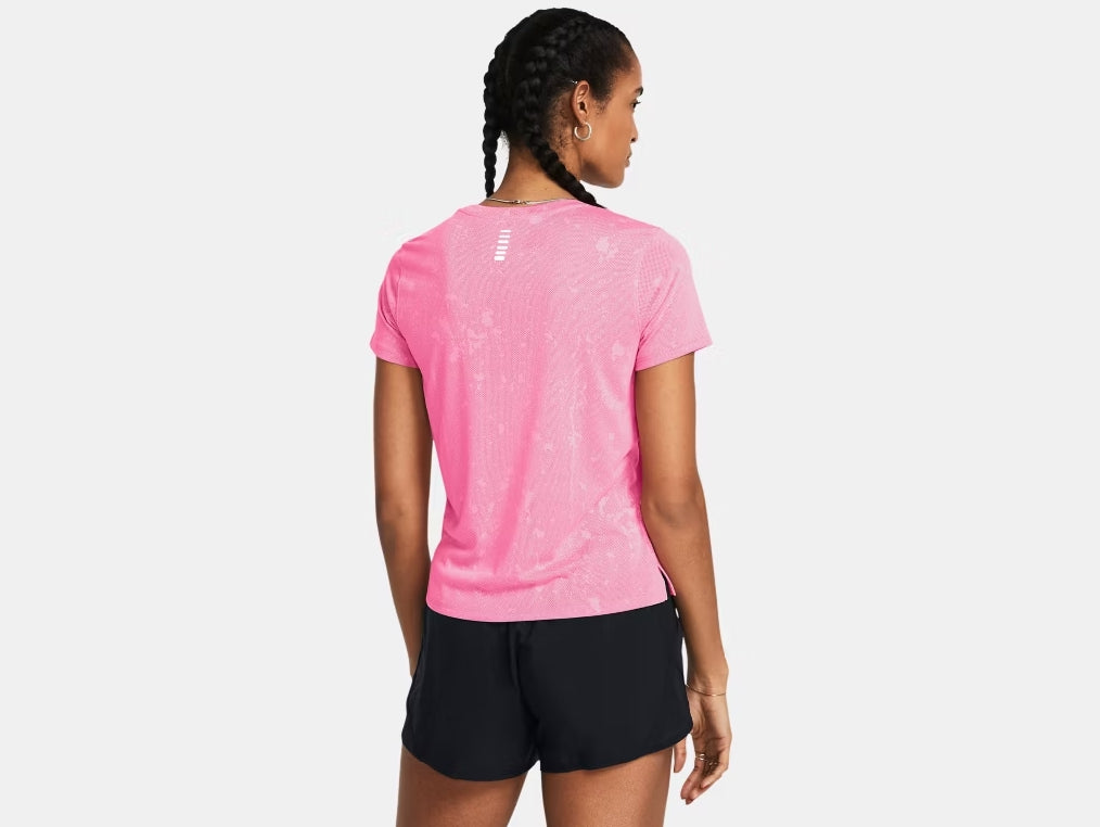 UA Launch Splatter Short Sleeve W Fluo Pink