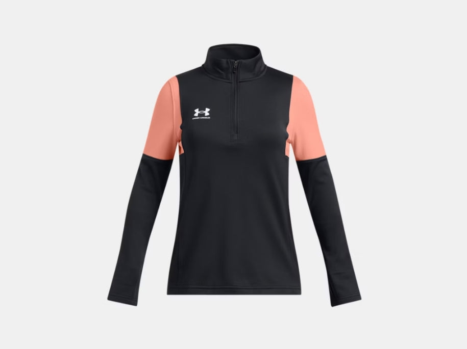 UA Challenger Midlayer Girls' Black/Flare Orange